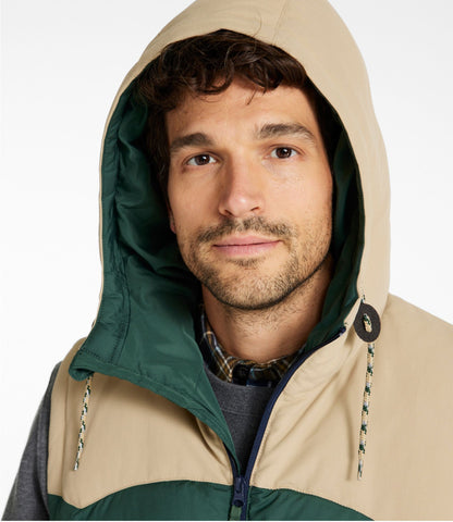 L.L.Bean Men's Mountain Classic Hooded Down Vest Pinewood Green/Sandstone