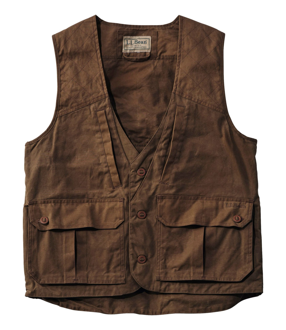 L.L.Bean Men's Double L Waxed-Cotton Upland Vest Maple Brown