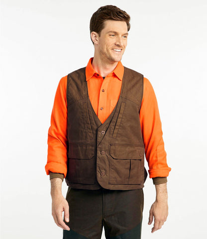 L.L.Bean Men's Double L Waxed-Cotton Upland Vest Maple Brown