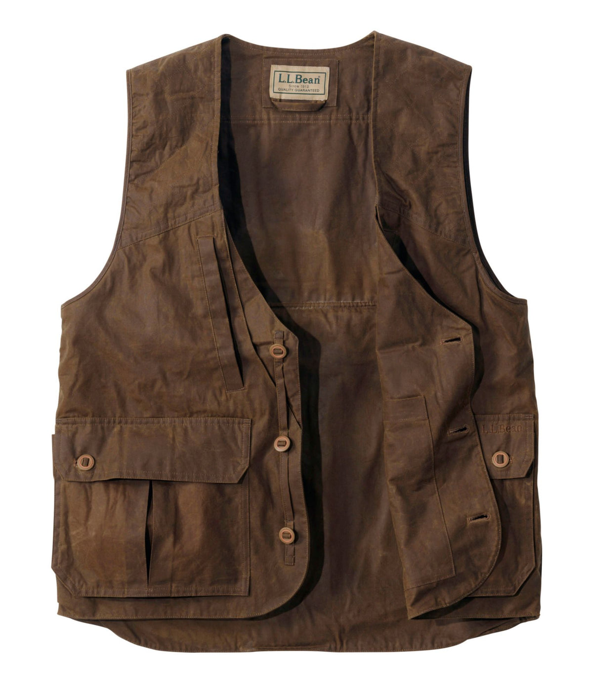 L.L.Bean Men's Double L Waxed-Cotton Upland Vest Maple Brown