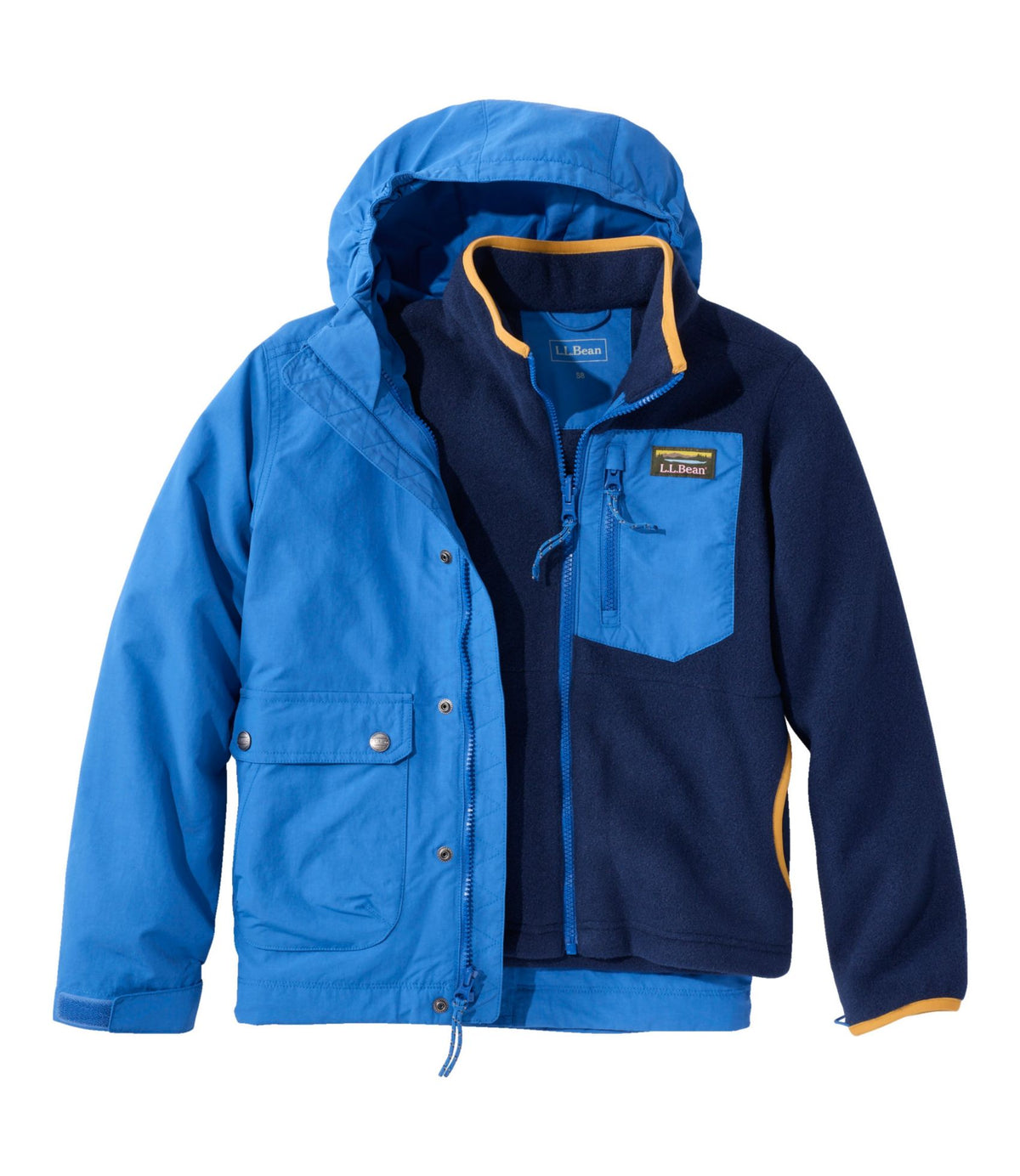 L.L.Bean Kids' L.L.Bean Mountain Classic 3-in-1 Fleece Jacket Deep Glacier Blue/Nautical Navy