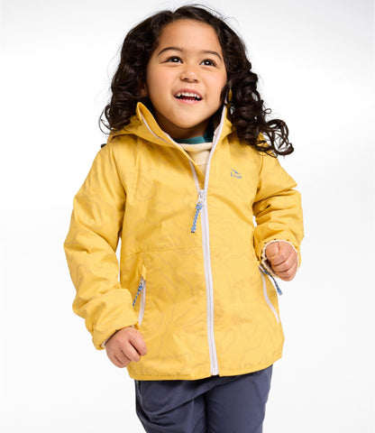 L.L.Bean Kids' Wind and Rain Jacket, Lined & Reflective Zipper Field Gold Reflective Topo