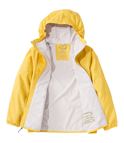 L.L.Bean Kids' Wind and Rain Jacket, Lined & Reflective Zipper Field Gold Reflective Topo
