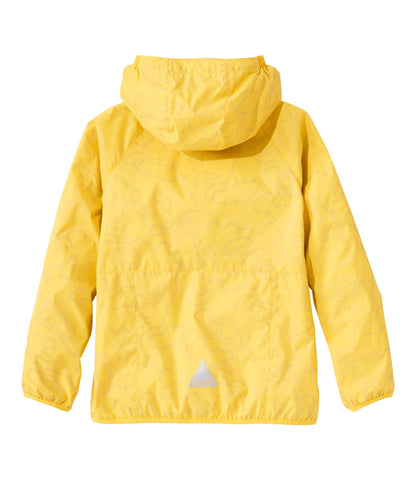 L.L.Bean Kids' Wind and Rain Jacket, Lined & Reflective Zipper Field Gold Reflective Topo
