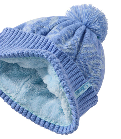 L.L.Bean Kids' Snowflake Chunky Yarn Pom Hat Blue Tide/Surf Blue