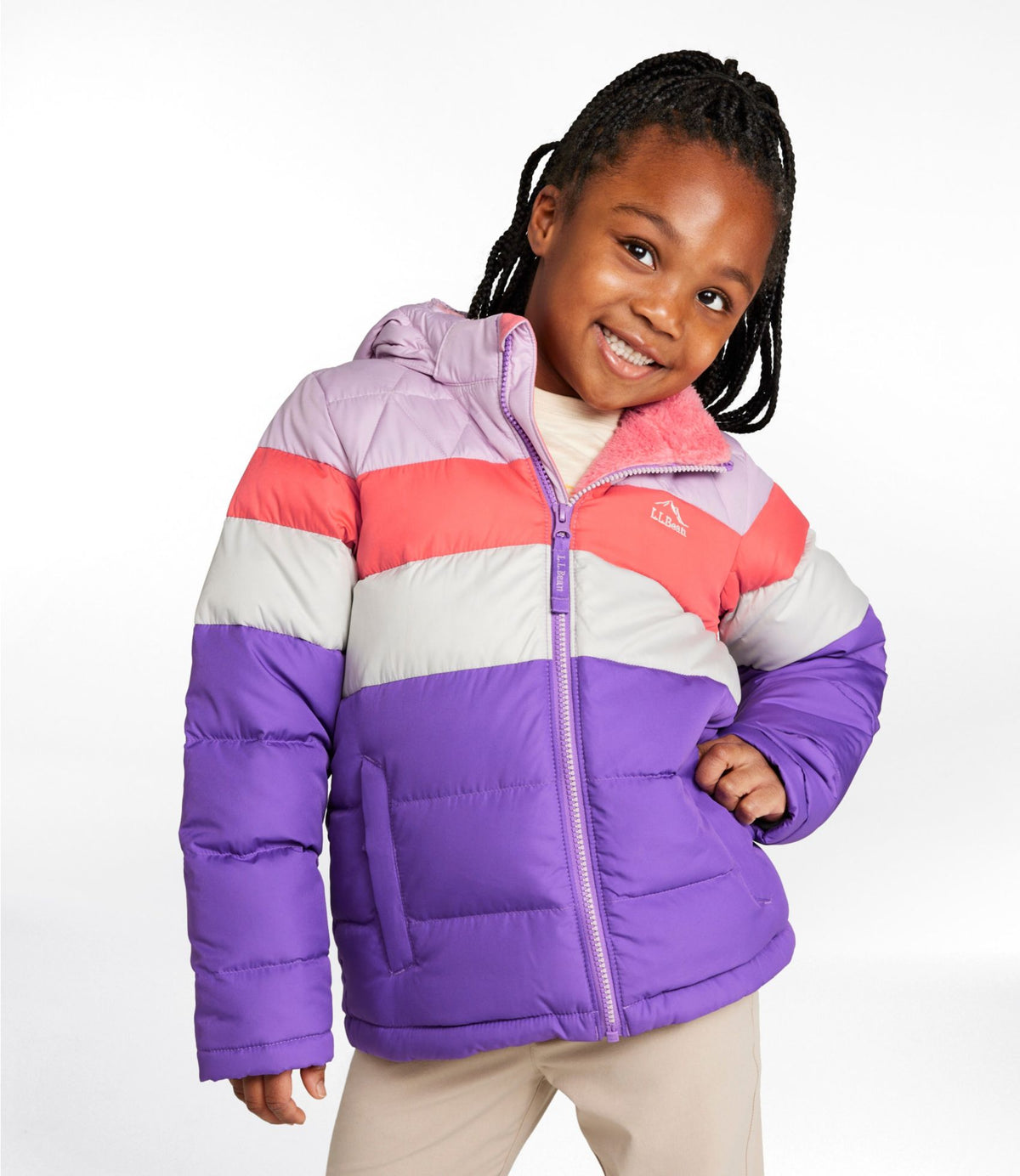L.L.Bean Kids' Bean's Down Jacket, Colorblock Dark Bronze