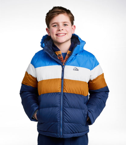 L.L.Bean Kids' Bean's Down Jacket, Colorblock Dark Bronze
