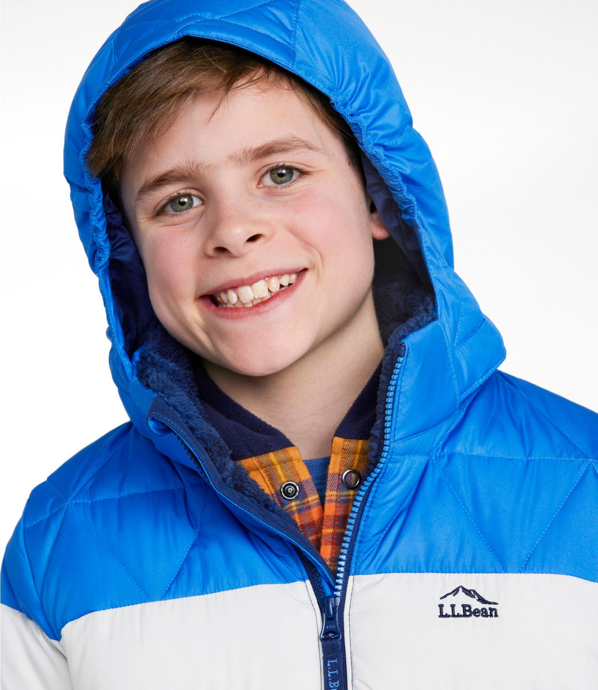 L.L.Bean Kids' Bean's Down Jacket, Colorblock Dark Bronze
