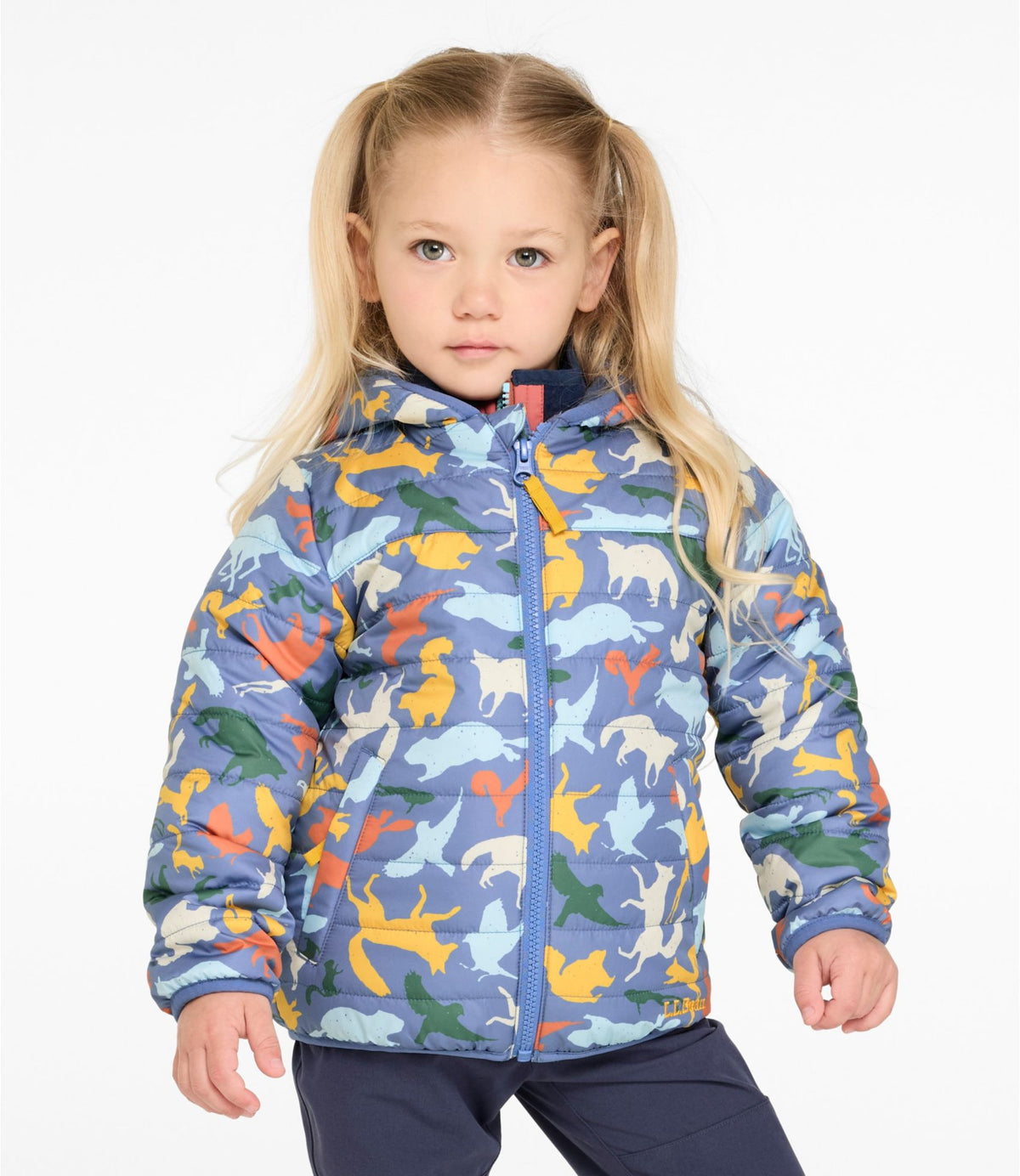 L.L.Bean Infants' and Toddlers' Fleece-Lined Insulated Jacket, Print Carbon Navy Tossed Beans