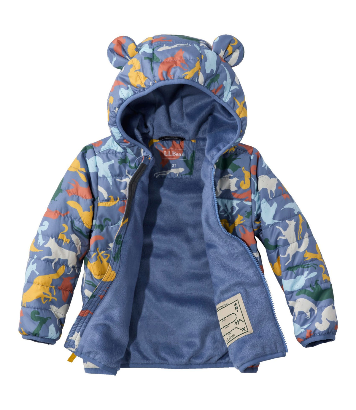 L.L.Bean Infants' and Toddlers' Fleece-Lined Insulated Jacket, Print Carbon Navy Tossed Beans