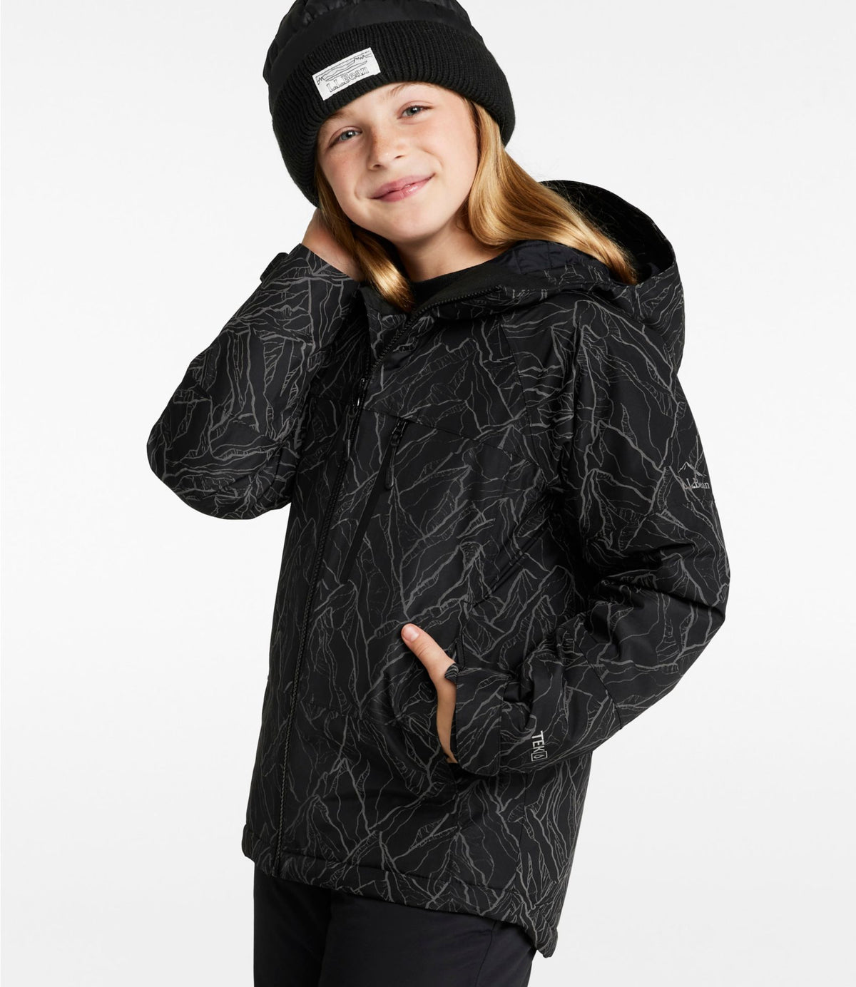 L.L.Bean Kids' Waterproof Wildcat Reflective Ski Jacket Midnight Black Reflective