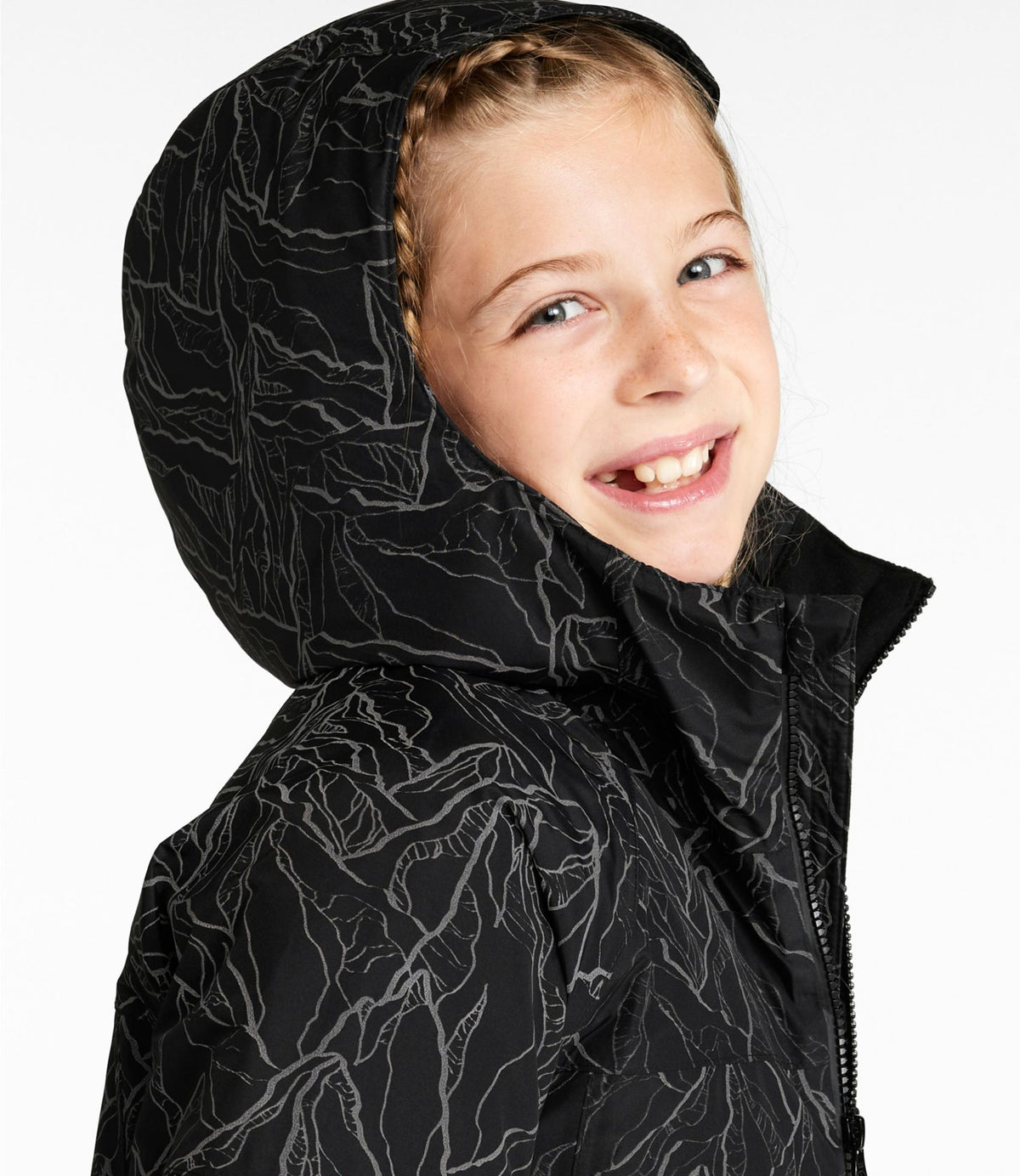 L.L.Bean Kids' Waterproof Wildcat Reflective Ski Jacket Midnight Black Reflective