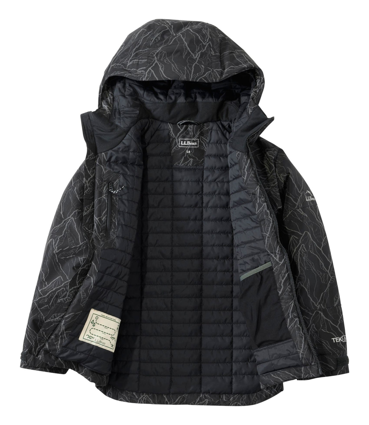 L.L.Bean Kids' Waterproof Wildcat Reflective Ski Jacket Midnight Black Reflective