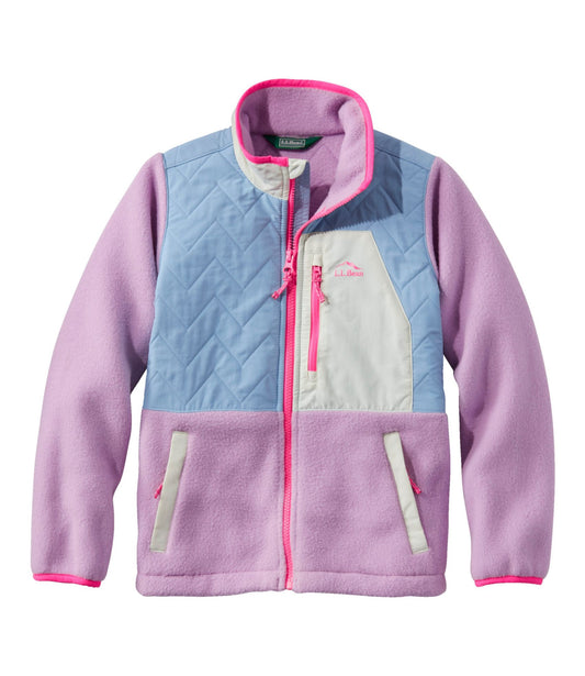 L.L.Bean Kids' Mountain Classic Fleece Jacket, Mixed Media Lilac/Cirrus Blue