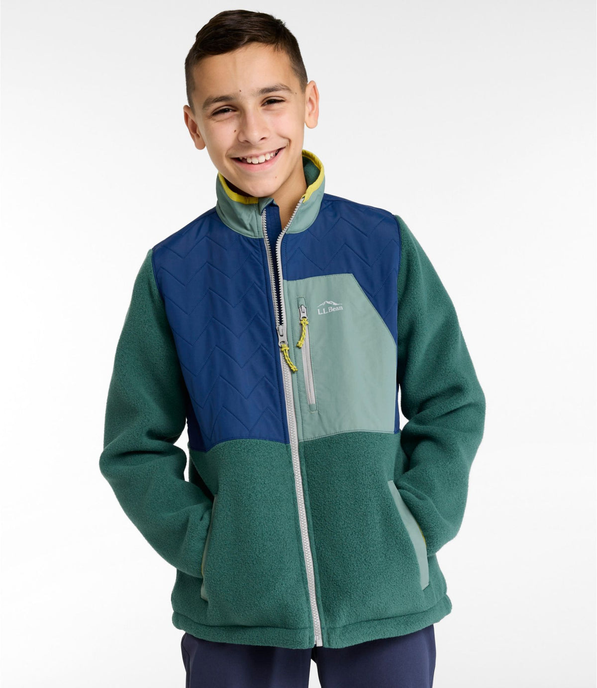 L.L.Bean Kids' Mountain Classic Fleece Jacket, Mixed Media Lilac/Cirrus Blue