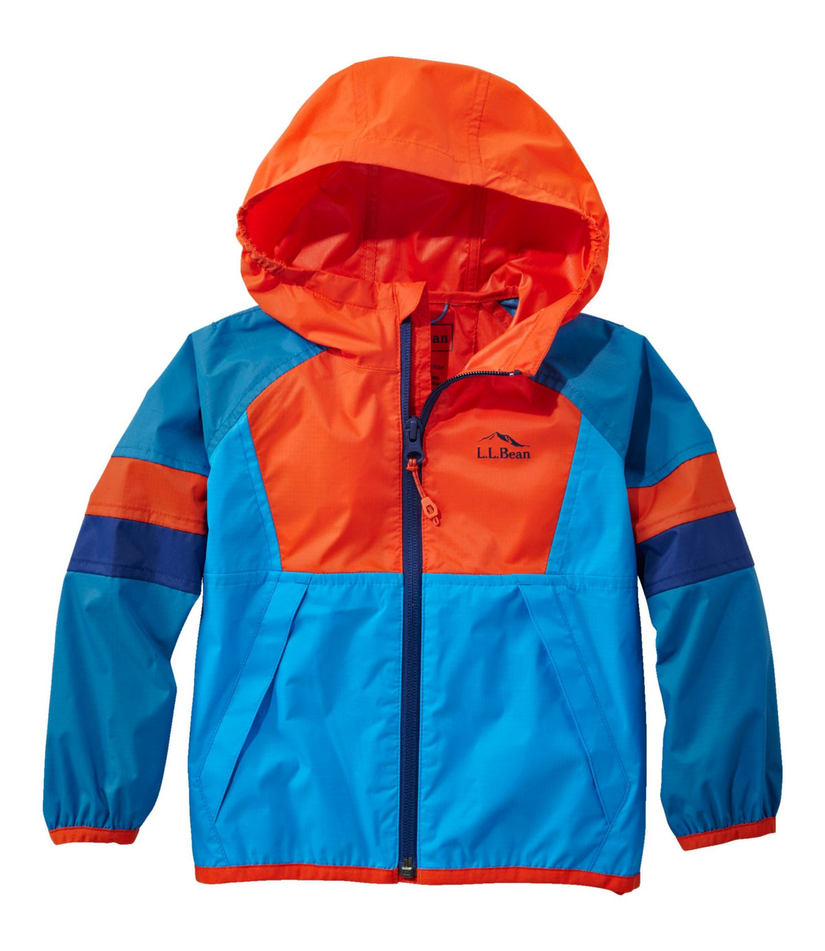 L.L.Bean Toddlers' Wind and Rain Jacket Bright Orange/Bold Aqua