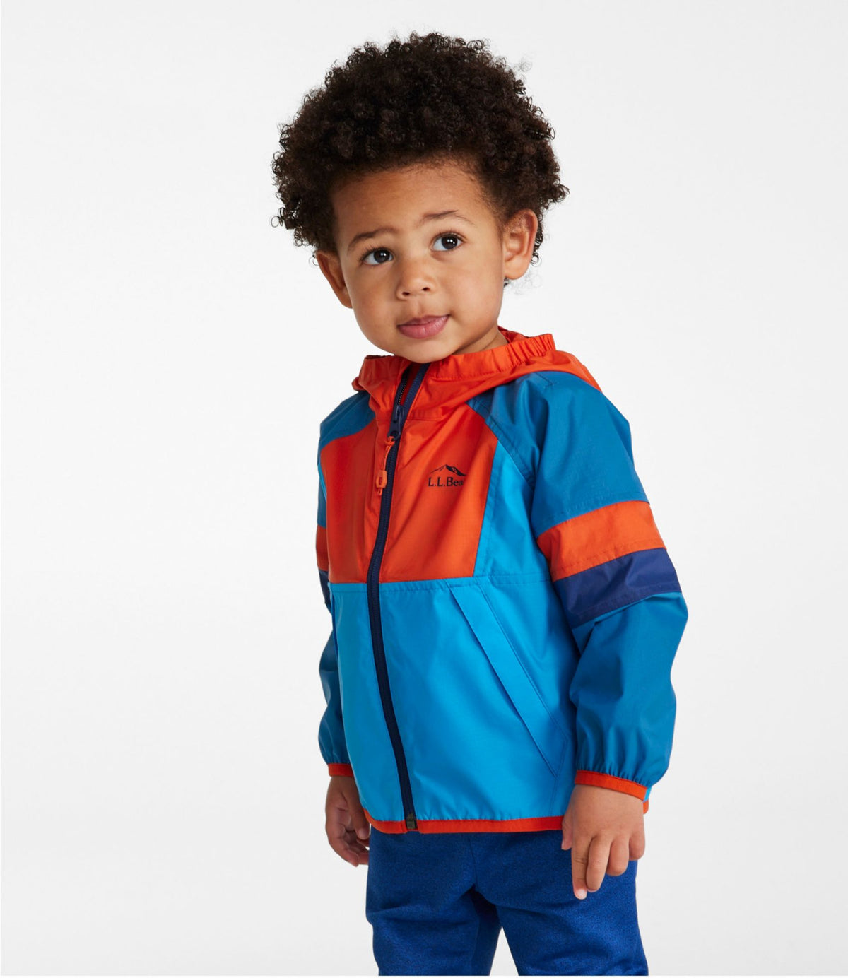 L.L.Bean Toddlers' Wind and Rain Jacket Bright Orange/Bold Aqua