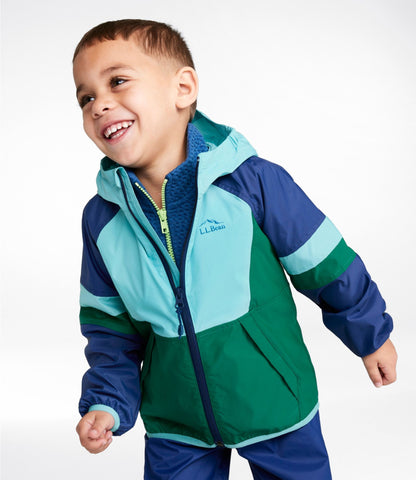 L.L.Bean Toddlers' Wind and Rain Jacket Bright Orange/Bold Aqua