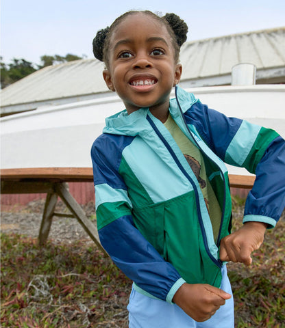 L.L.Bean Toddlers' Wind and Rain Jacket Bright Orange/Bold Aqua