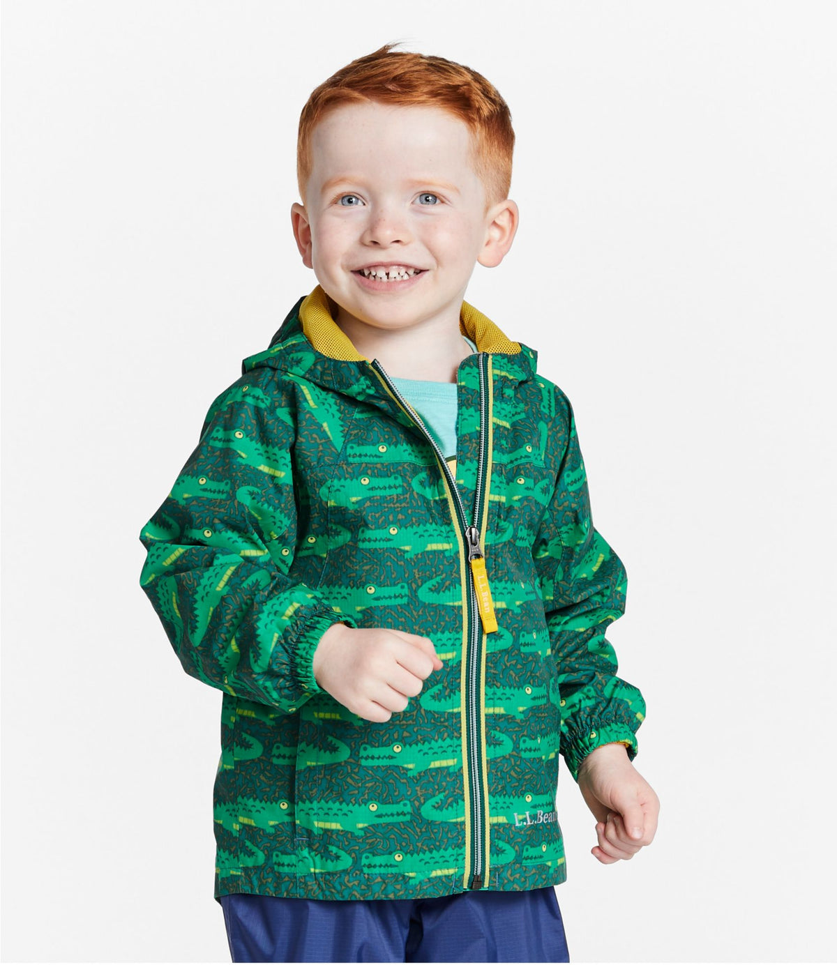 L.L.Bean Infants' and Toddlers' Discovery Rain Jacket, Print Darkest Green Gator