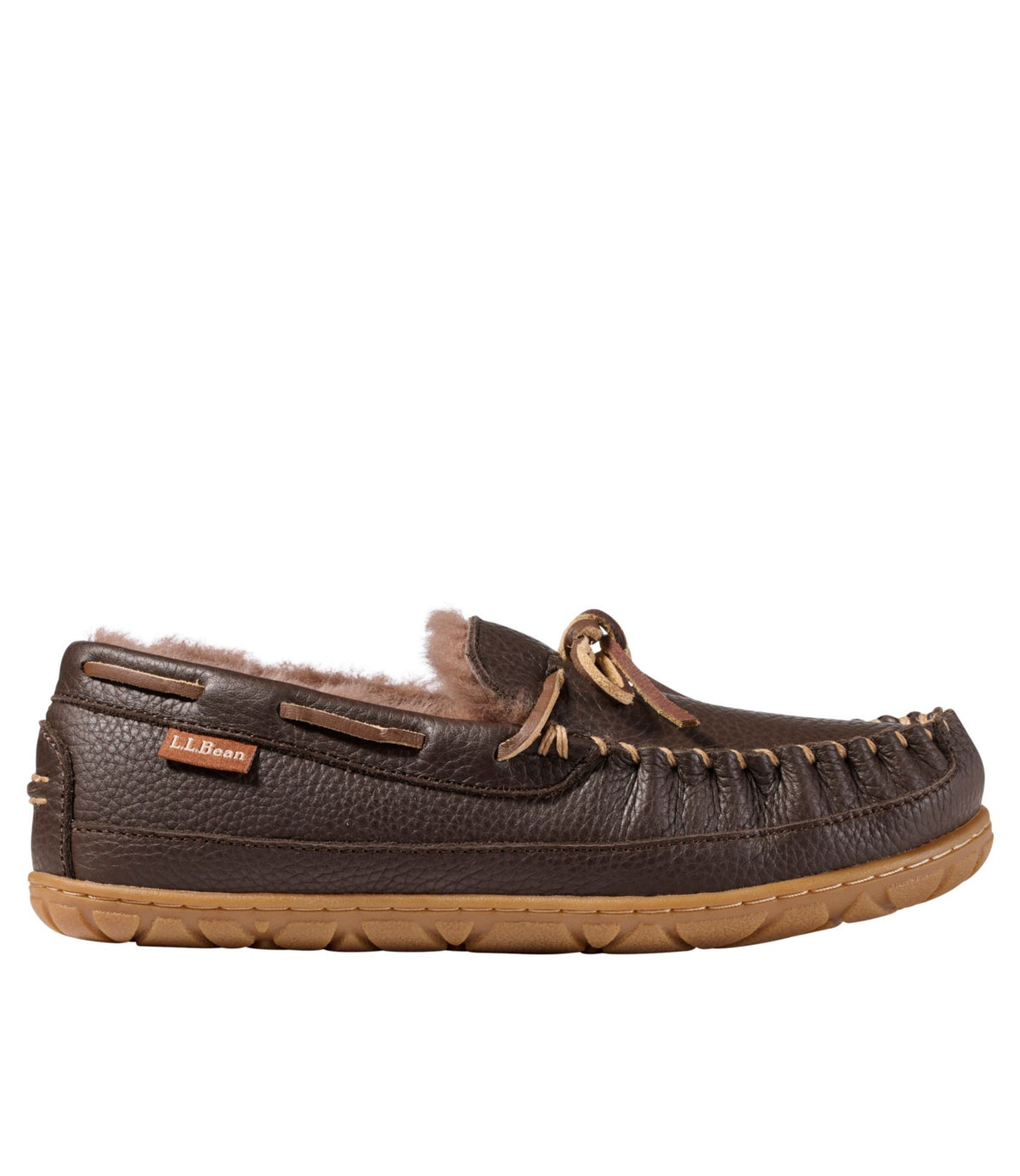 L.L.Bean Women's Wicked Good Slippers, Leather Camp Moccasins Deep Brown