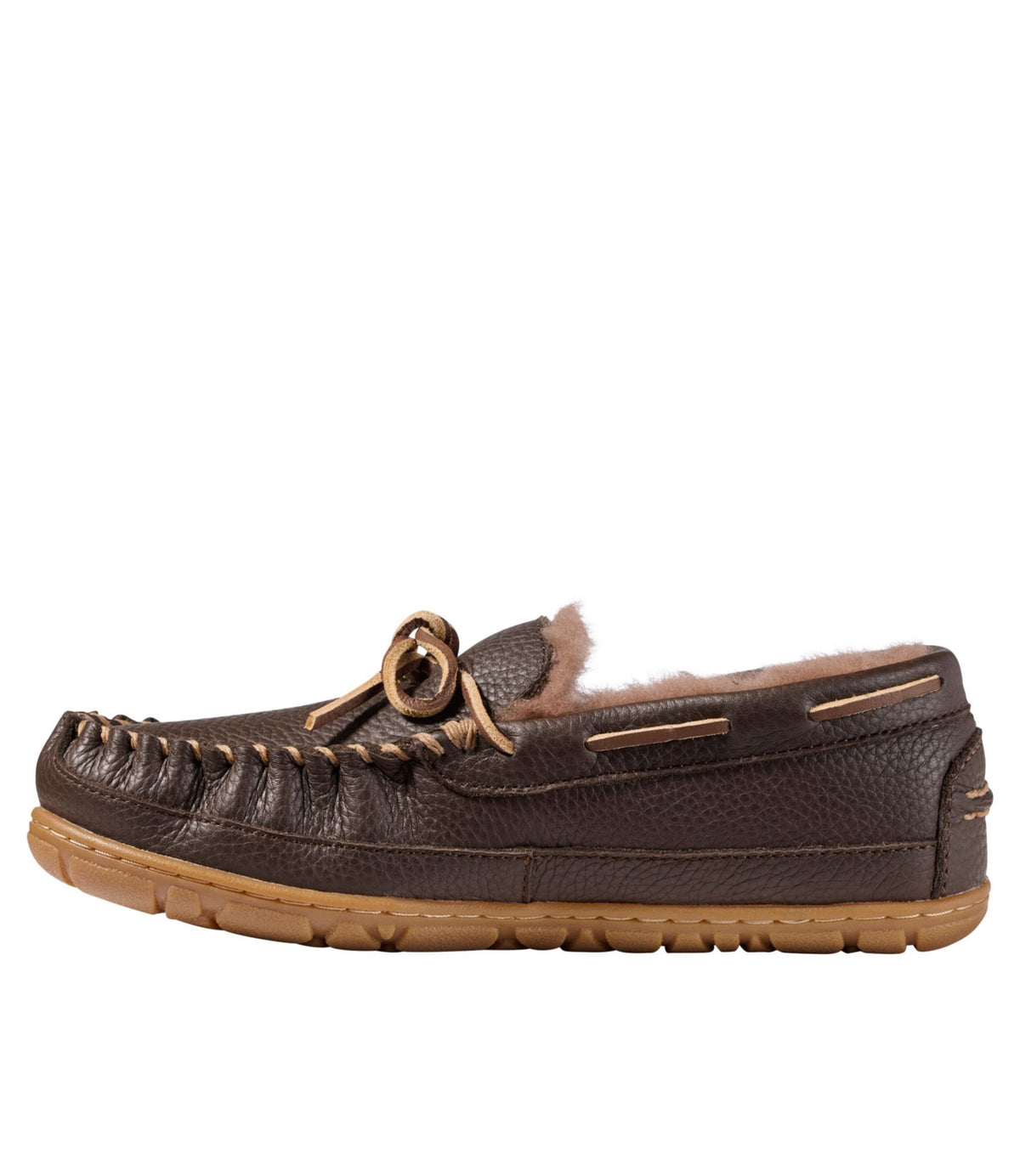 L.L.Bean Women's Wicked Good Slippers, Leather Camp Moccasins Deep Brown