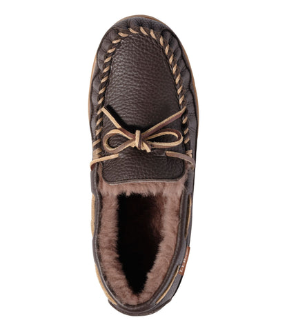 L.L.Bean Women's Wicked Good Slippers, Leather Camp Moccasins Deep Brown