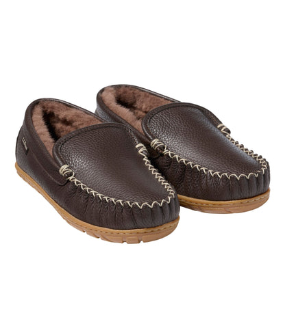 L.L.Bean Women's Wicked Good Slippers, Leather Venetians Deep Brown