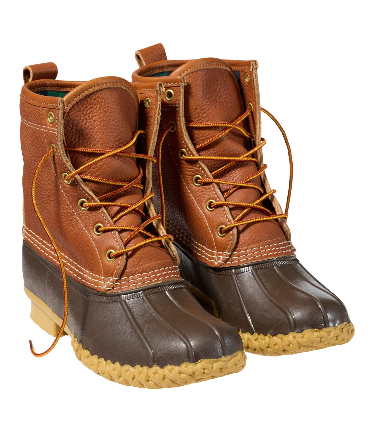 L.L.Bean Women's Bean Boots, 8" Flannel-Lined Insulated Tan/Brown/Gum/Classic Navy