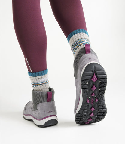 L.L.Bean Women's Snow Sneaker 5 Boots, Pull-On Frost Gray/Bramble Berry