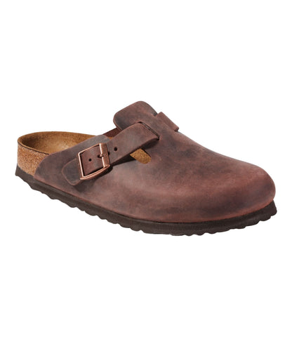 L.L.Bean Women's Birkenstock Boston Clogs, Oiled Leather Soft Footbed Habana