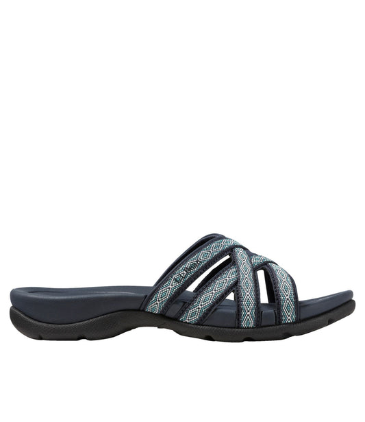 L.L.Bean Women's Boothbay Slide Sandals, Print Blue Green Geo