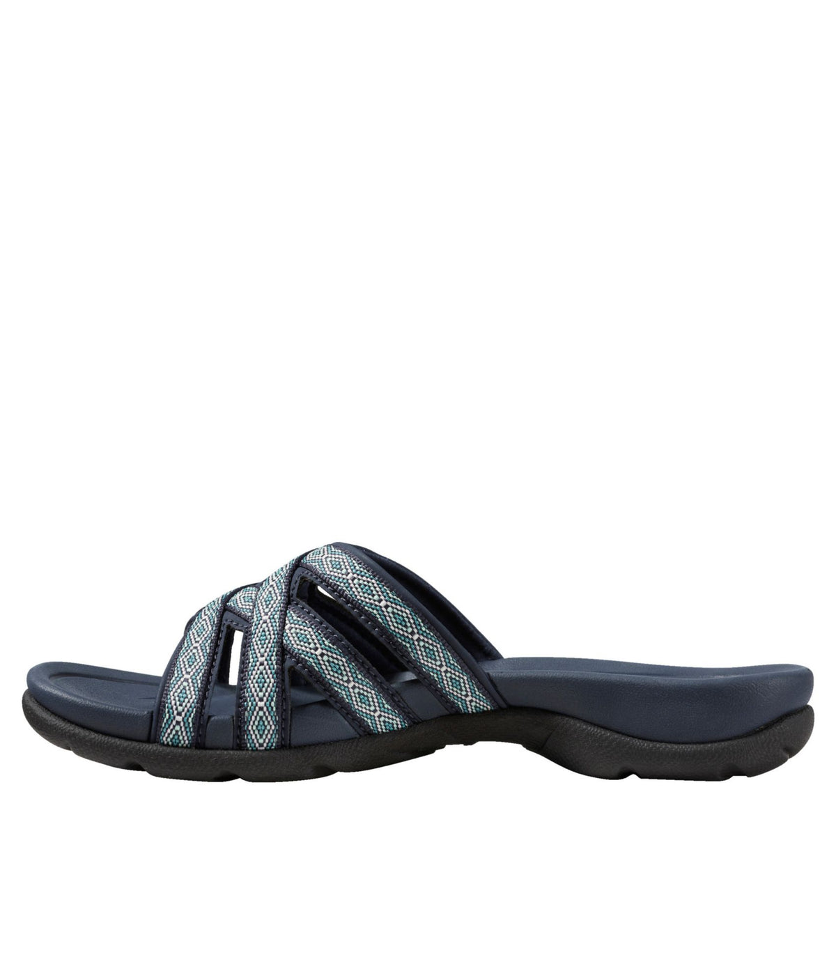 L.L.Bean Women's Boothbay Slide Sandals, Print Blue Green Geo