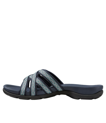 L.L.Bean Women's Boothbay Slide Sandals, Print Blue Green Geo