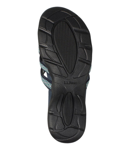 L.L.Bean Women's Boothbay Slide Sandals, Print Blue Green Geo
