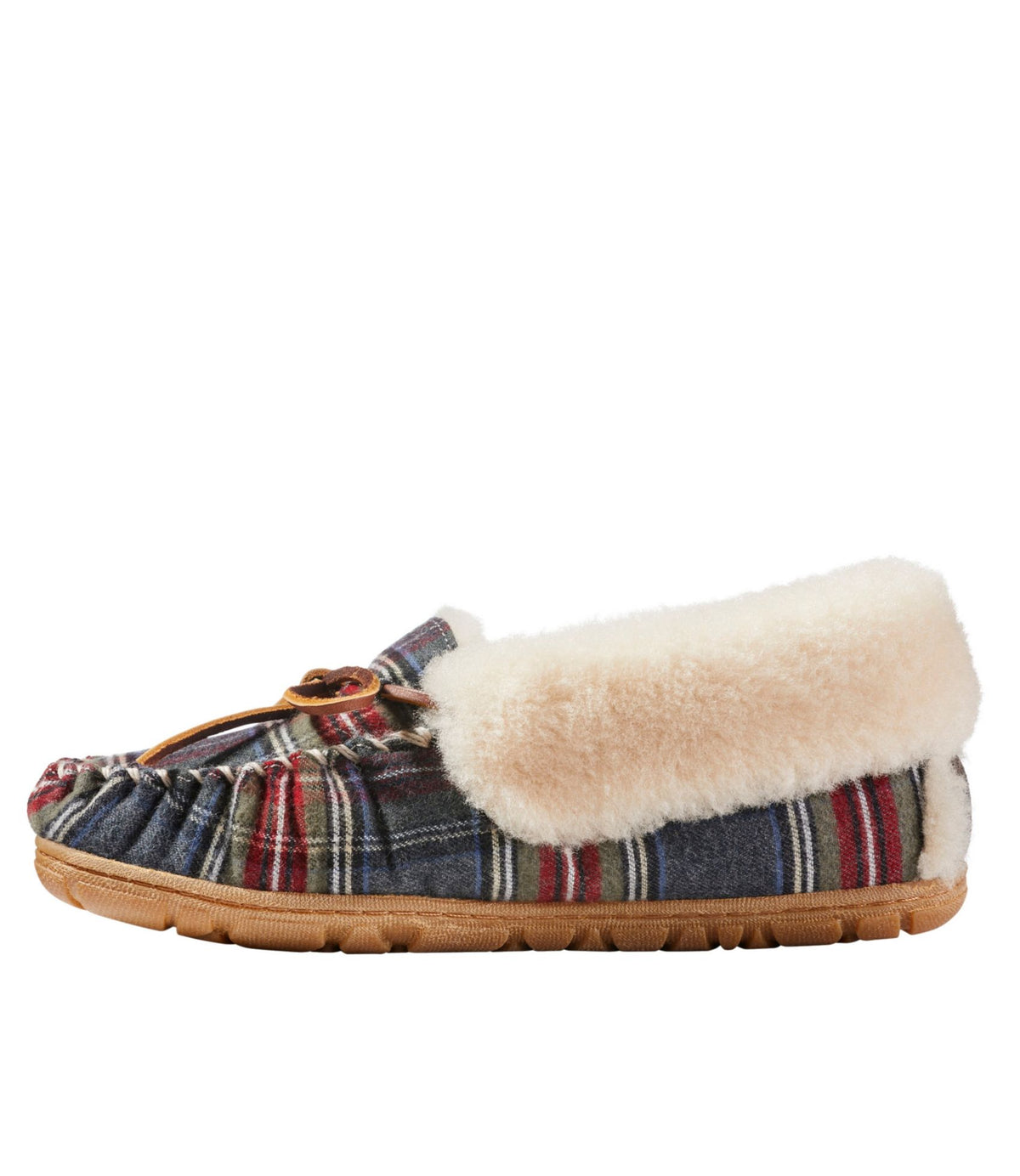 L.L.Bean Women's Wicked Good Moccasins, Plaid Gray Stewart