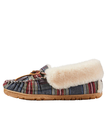 L.L.Bean Women's Wicked Good Moccasins, Plaid Gray Stewart