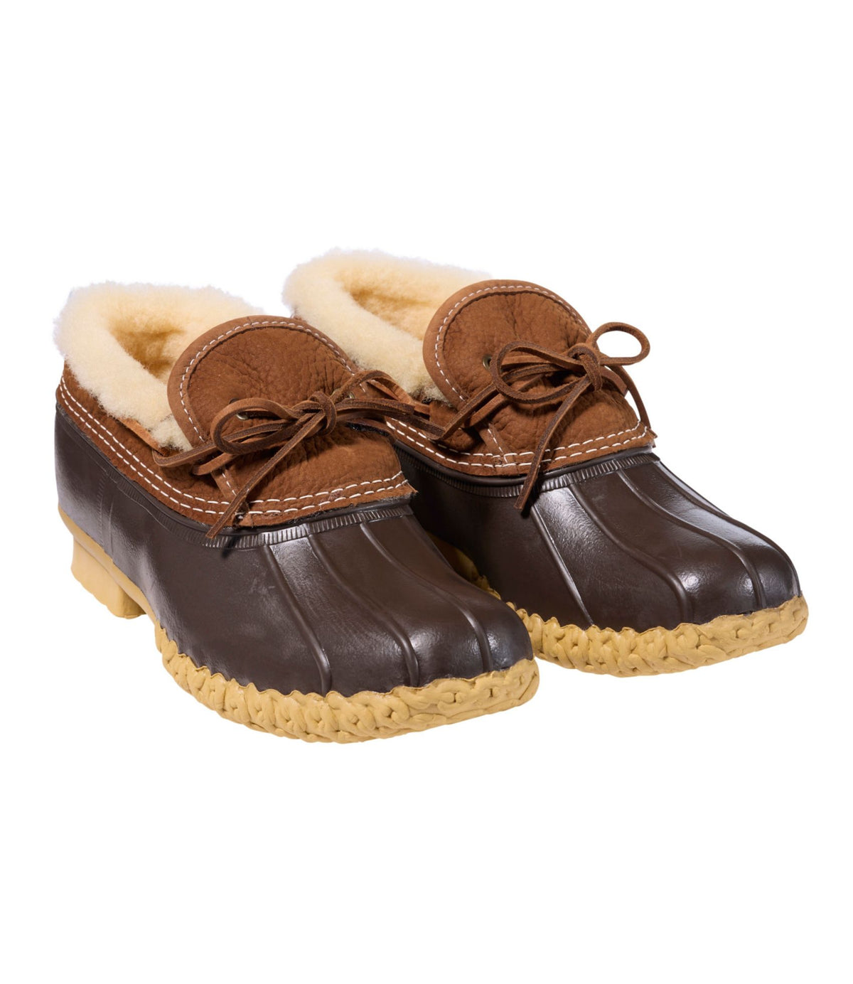 L.L.Bean Men's Bean Boots, Shearling-Lined Rubber Mocs Allspice/Bean Boot Brown/Gum