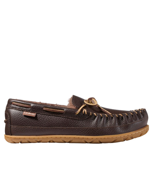 L.L.Bean Men's Wicked Good Slippers, Leather Moccasins II Deep Brown