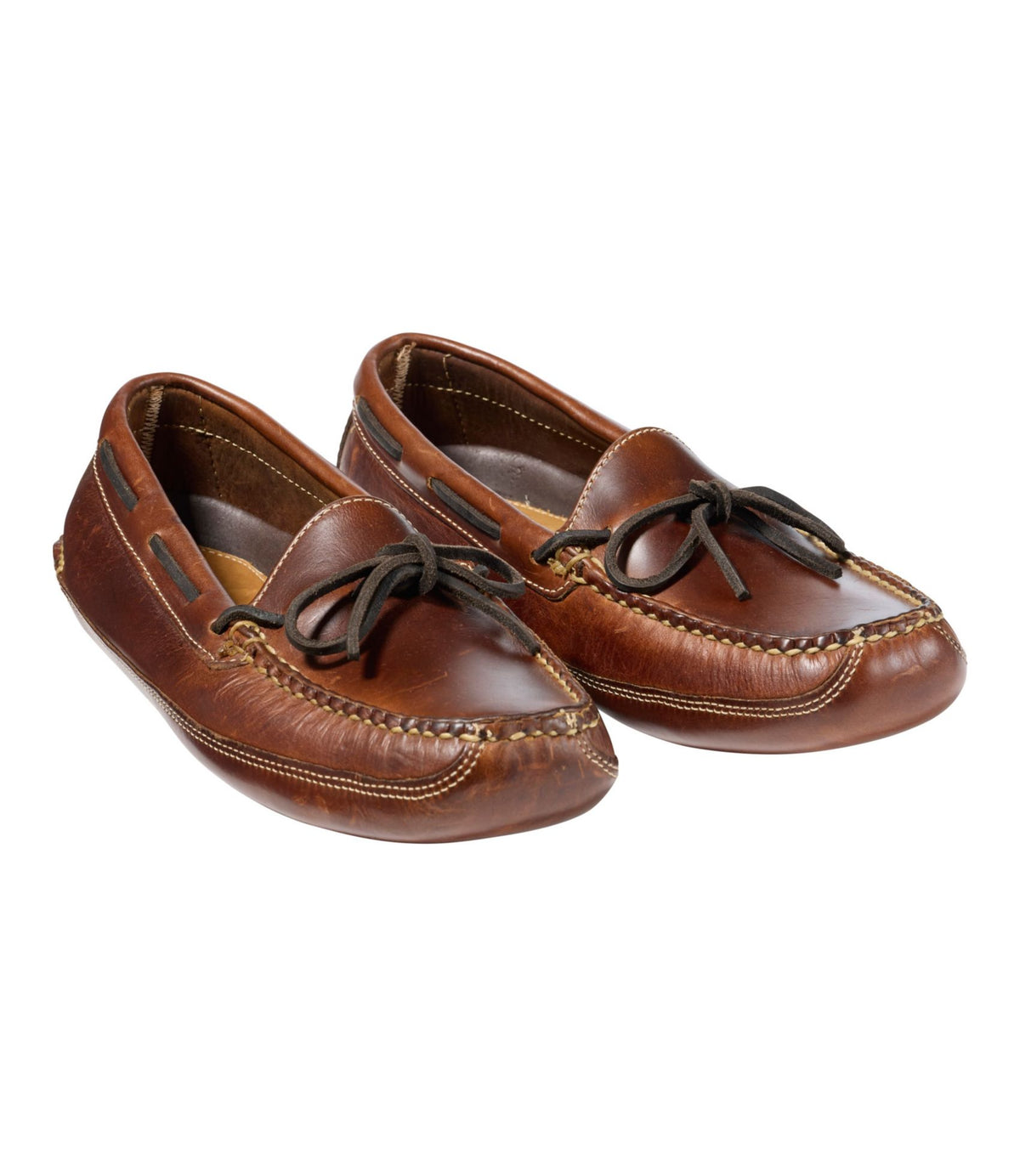 L.L.Bean Men's Leather Double-Sole Slippers, Leather-Lined Brown