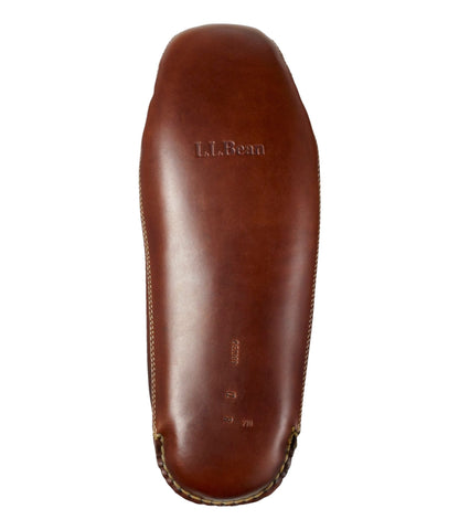 L.L.Bean Men's Leather Double-Sole Slippers, Shearling-Lined Brown