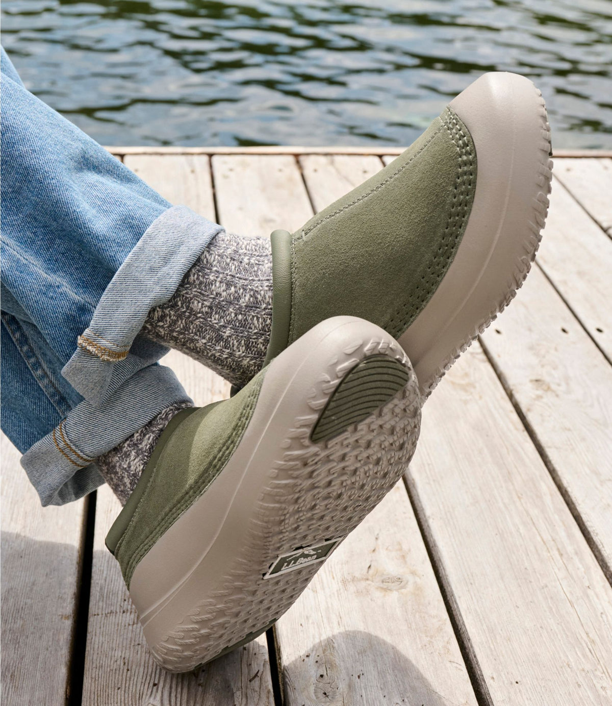 L.L.Bean Men's Wicked Good Max Slippers Olive Gray/River Rock
