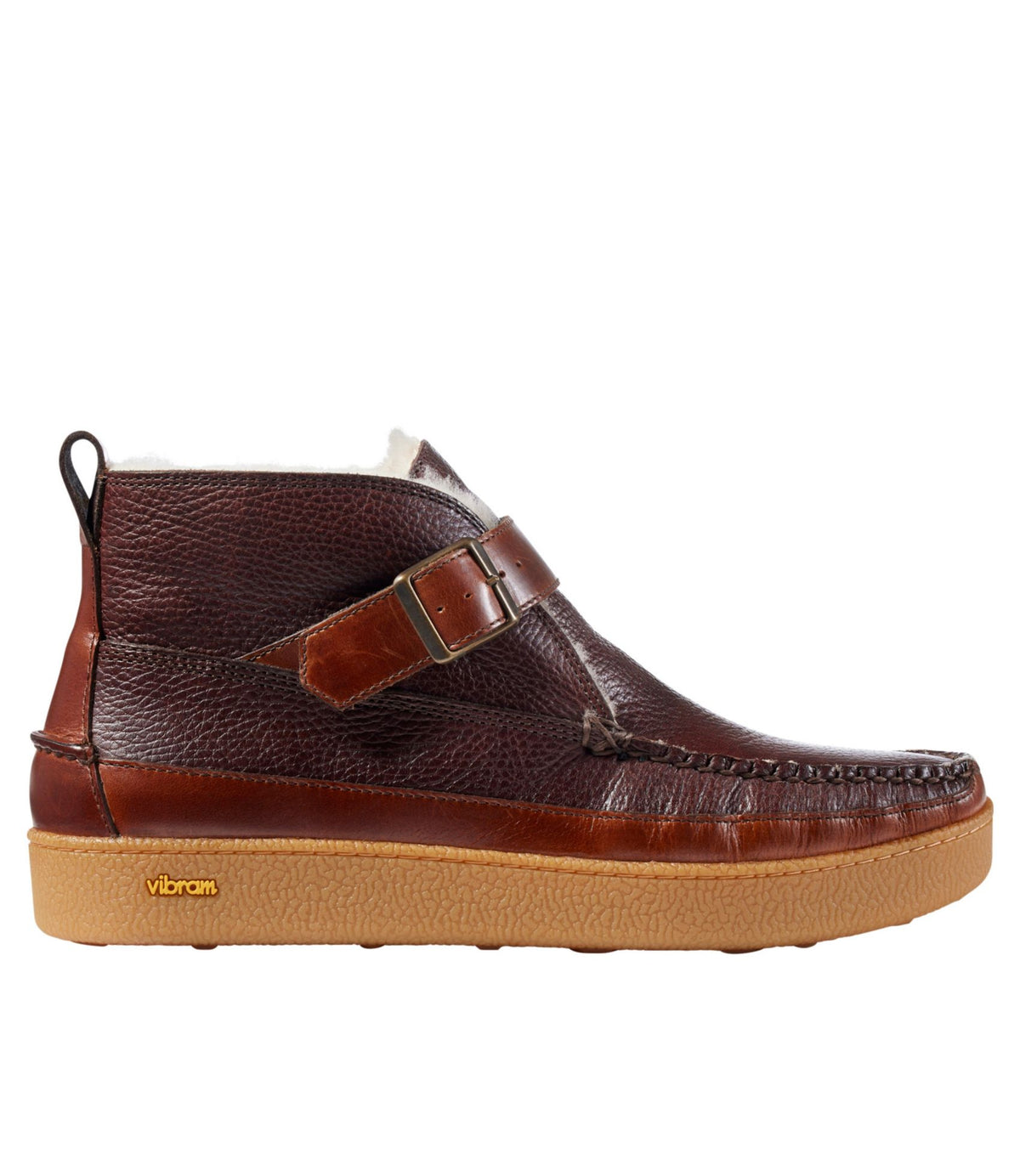 L.L.Bean Men's Lodge Moc Vibram® Buckle Boots, Shearling Mahogany