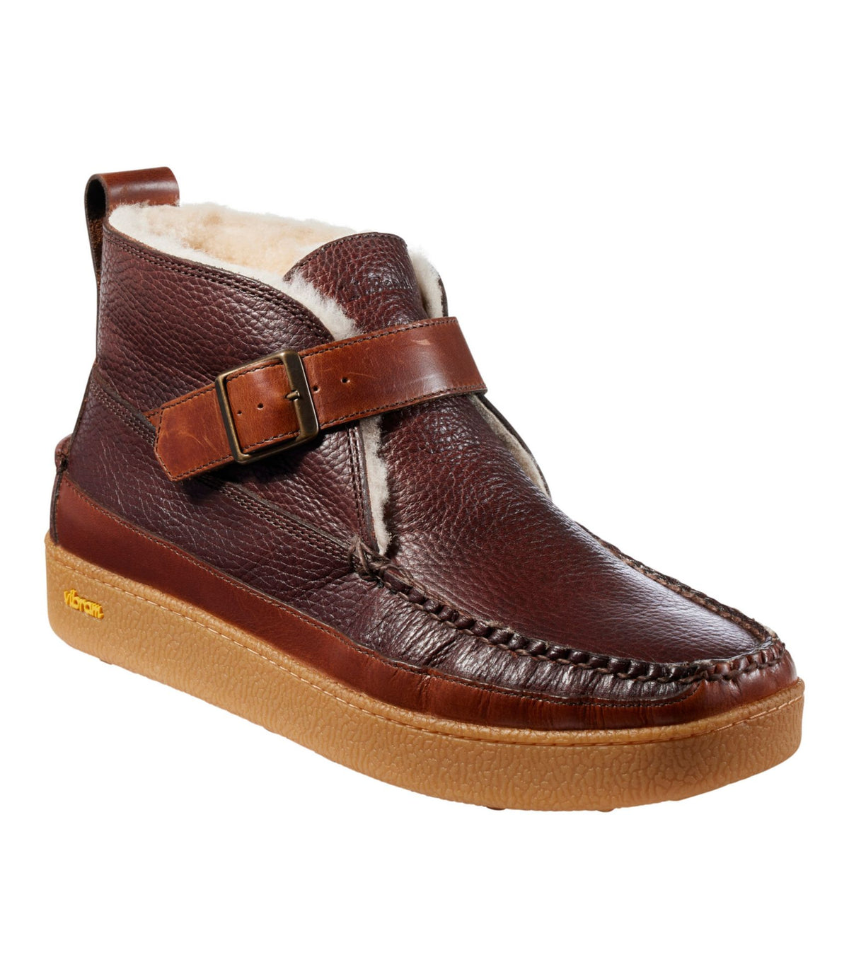 L.L.Bean Men's Lodge Moc Vibram® Buckle Boots, Shearling Mahogany