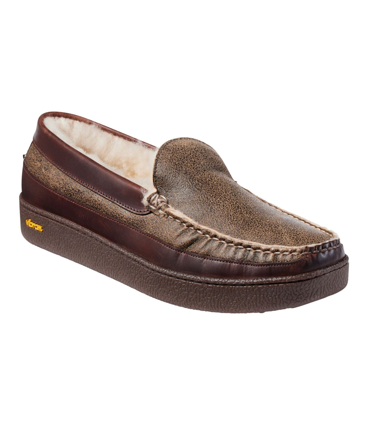L.L.Bean Men's Lodge Moc Vibram® Slippers, Shearling Deepest Brown