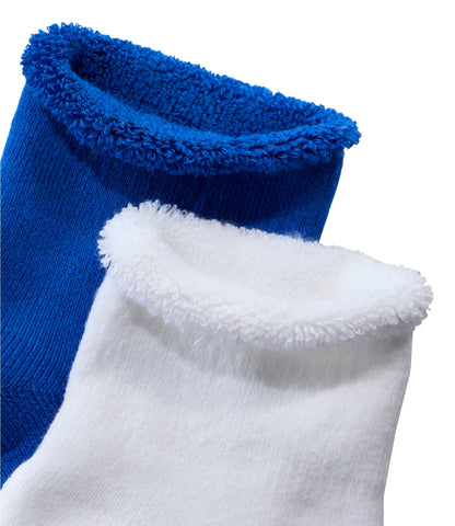 L.L.Bean Kids' Cozy Rangeley Micro Crew Socks, 2-Pack Cobalt Sea/White