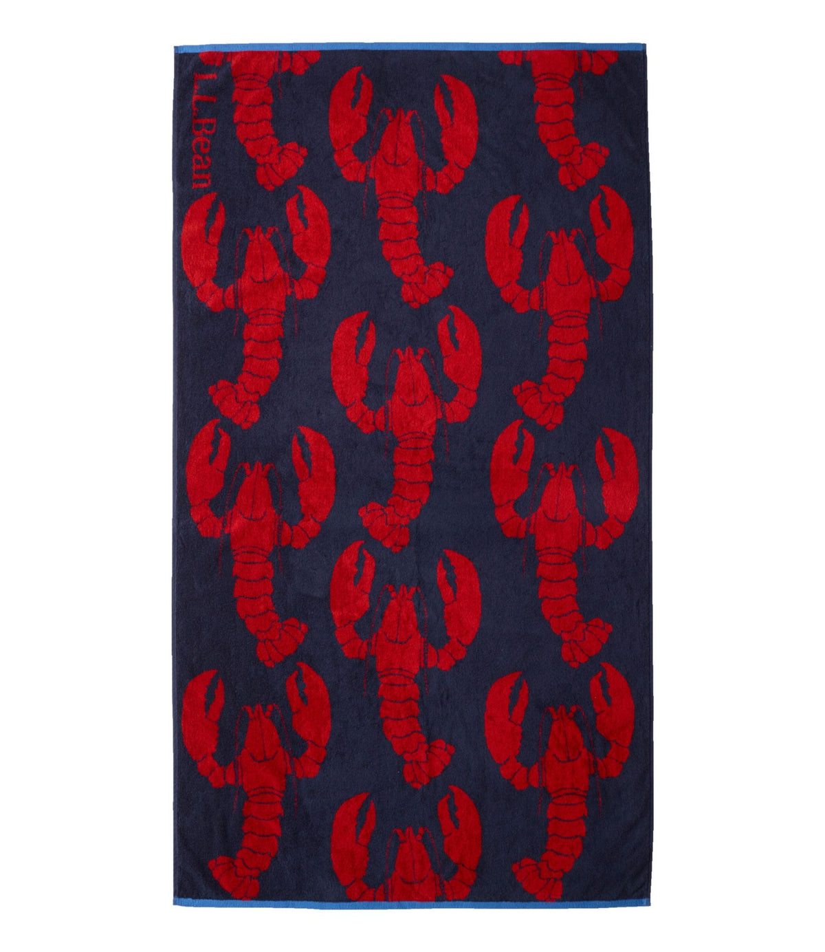L.L.Bean Seaside Beach Towel, Lobsters Bright Navy
