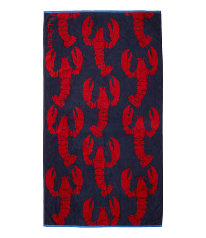 L.L.Bean Seaside Beach Towel, Lobsters Bright Navy
