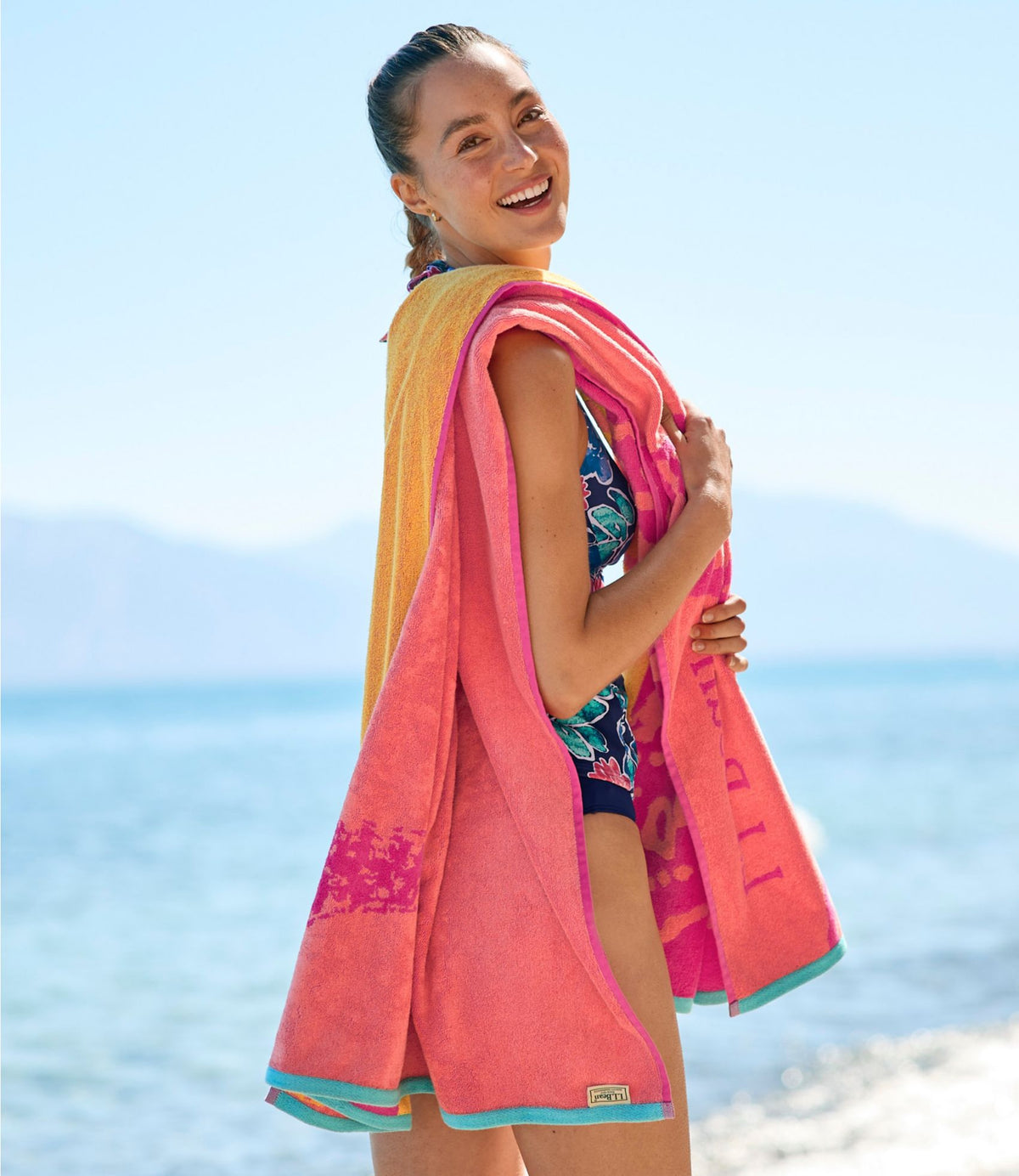 L.L.Bean Seaside Beach Towel, Starfish Coral Taffy