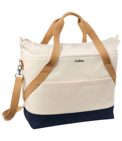 L.L.Bean Nor'easter Insulated Tote, Large Classic Navy/Cream/Canyon Khaki
